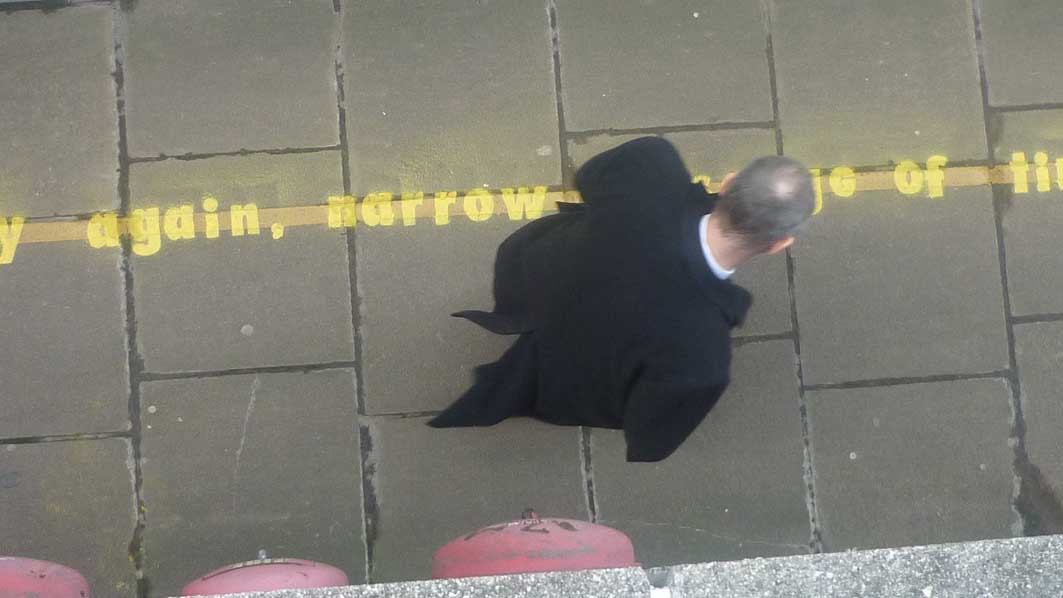 Poetry guides a commuter on Fore Street