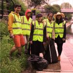Volunteers clean the canalised in Hackney