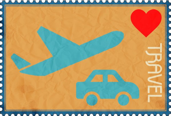 a stamp created for the "travel" button of the wedding website
